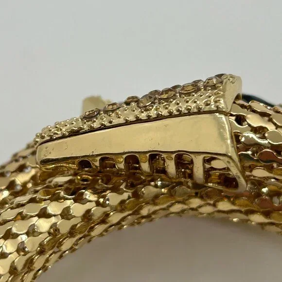 Gold-Tone Memory Wire Snake Bracelet With Black Eyes & Rhinestone Accents - Picture 3 of 10